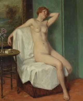 Victor Schivert Female Nude Sitting
